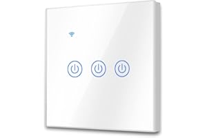 EXTRASTAR WLAN-Touch-Wandschalter, 3-Wege, 3 Kanäle, Kompatibilität mit intelligenten Assistenten wie Google Home und Amazon Alexa, Neutralkabel erforderlich, Weiß