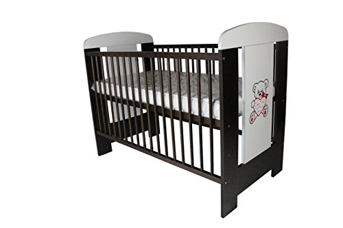 Baby Cot with Teething Rails & Mattress 120 x 60cm Wenge