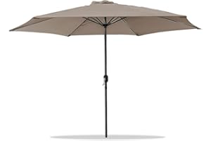 Acomoda Textil – Sombrilla de Jardín con Forro Anti UV. Parasol de Aluminio con Manivela, Toldo Octogonal 3 M Ø para Patios y Terrazas 244 x 300cm. (Topo)