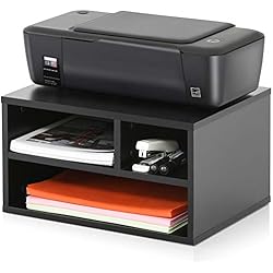 FITUEYES Support Multi-Rangement pour Organiser les Affaires de Bureau avec 2 Etagères en Bois Noir DO304001WB