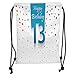 Produktbild Trsdshorts Drawstring Backpacks Bags,13th Birthday Decorations,Colorful Polka Dots Thirteen Hand Writing Confetti Celebratory,Multicolor Soft Satin,5 Liter Capacity,Adjustable String Closure,