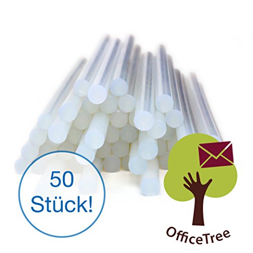 OfficeTree ® 50 Heißklebepistolen-Sticks – 7 x 150 mm – Extra-Power Klebstoff für gängige Heißklebe-Pistolen zur sauberen Verklebung diverser Materialien – lösemittelfrei transparent schnelltrocknend - 2
