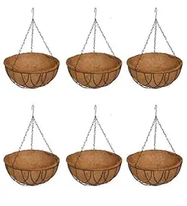 COIR GARDEN Plastic Hanging Basket with Stand, 6 Pieces
