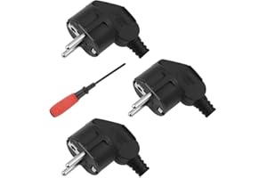 HTTYHT 3 Pezzi Schuko Spina 250V 16A Europea in plastica Spina di sicurezza con protezione antipiega 2 Pin Spina Elettrica per Cavo 8-10 mm IP20 interno(Nero)