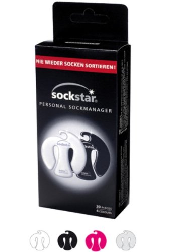Sockstar Sockenclips Black & White – Family Pack = 20 Clips in 4 Design-Farben - 2