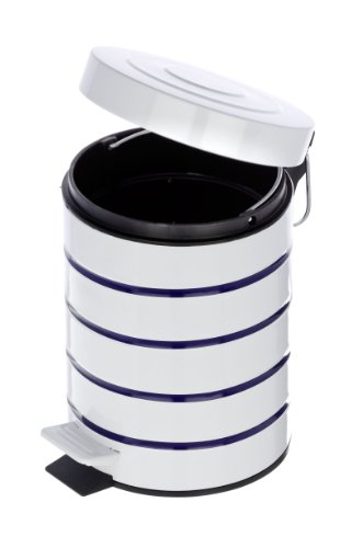 WENKO 21351100 Kosmetik Treteimer Marine Weiß, Fassungsvermögen 3 L, Stahl, 15 x 27 x 15 cm, Weiß - 5