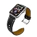 Produktbild Lederband Strap für Apple Watch Series 4 44mm Armband, MuSheng Band iWatch Strap Ersatz Uhrenarmband mit Secure Metal Schnalle für Apple Watch Series 4 Sport Edition,Casual Brown (Schwarz)