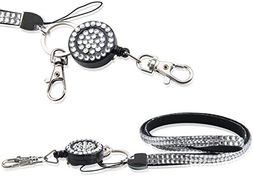 Infinity Bling Diamante gems Rhinestone Retractable Reel id Badge Holder Strap Lanyard (Clear)