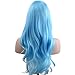 YOPO 28" Wig Long Big Wavy Hair Women Cosplay Party Costume Wig(Light Blue)