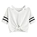 Produktbild feiXIANG Damen drucken t - shirt locker pullover tops kurze ärmel lässige bluse Weißes Hemd (S, Weiß 1)