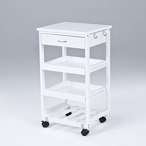SoBuy® Wooden Kitchen Trolley with Shelves & Drawers,Hostess Trolley,Kitchen Storage Rack ,FKW01-W ,42x 37 x 75cm