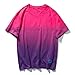 Produktbild Karinao Herren T-Shirt Kurzarm Shirt Farbverlauf Mit Print Und Rundhalsausschnitt Aus 100% Baumwolle(XL,Hot Pink)