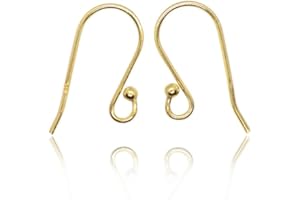 THE JEWELLERY STORE LONDON TJS 1 Pair Gold Vermeil Earring Hooks, Earring Hooks for Jewellery Making, Earring findings, DIY Jewelry Customize Making - 20mm