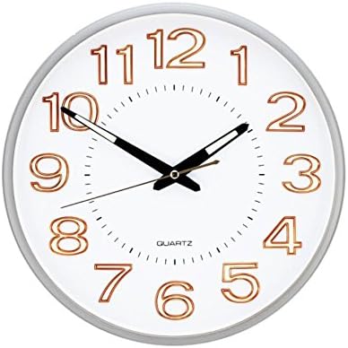 Cunclock The Living Room Wall Clock Clock Mute Round The Clock Luminous Quartz Clock 33Cm,Champagne Silver