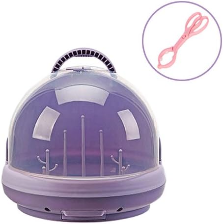 Sunsang Baby Bottle Drying Racks with Anti-dust Cover Nursing Bottle Storage Box Feeding Bottle Organizer with Clamp (purple)