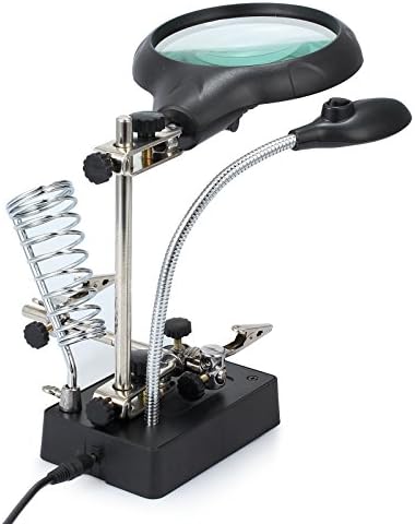 Vinteam 5 LED 2 Lens Auxiliary Alligator Clip Magnifier Third Hand Soldering Solder iron stand
