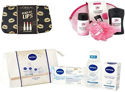 Ideal Xmas Hamper Gift set for her (Women &amp; Girls) - 12 Pieces Gift set incl L'oreal Paris read my Lips,Nivea caring skin,Lynx womens washbag gift sets - Christmas Present