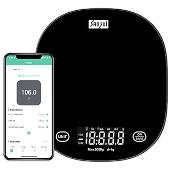 Sansui Smart App Bluetooth Digital Kitchen Scale (5 Kg, Black)