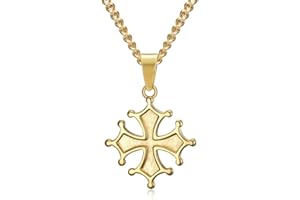 BOBIJOO Jewelry - Pendentif Collier Femme Croix Occitane Cathare Toulouse Languedoc Acier Inoxydable Or Doré Plaqué
