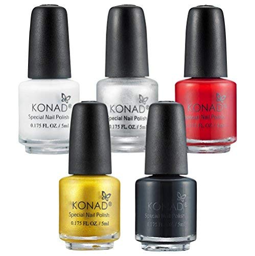 KONAD Kit de 5 Esmaltes para Estampar 5 ml