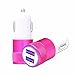 Price comparison product image BQ Aquaris X5 Plus Car Cigarette Lighter Charger USB Dual Ports Ultra Fast USB X2 Car Charger 12/24 V Pink