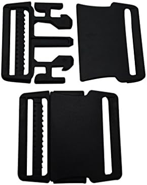 Tianbang Black 1.5" Inside Width Plastic Side Release Buckles One Size Adjustable for Backpack Straps Webbing Strapping Pack of 6