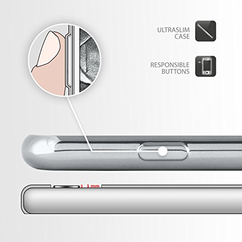 La caja del cromo para Huawei Ascend G7   Funda de silicona transparente con efecto met  lico   Protecci  n de celda fina bolsa de OneFlow   Backcover en Platin-Silver