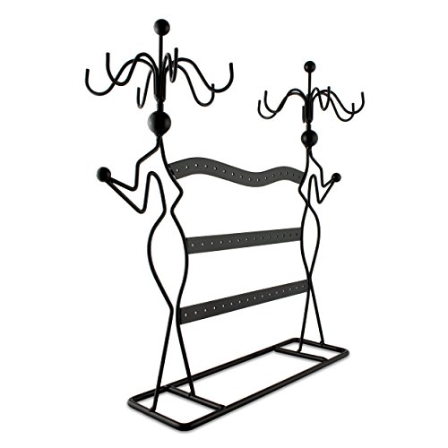 VENKON – Design Schmuckständer Ohrringhalter Kettenhalter Schmuck Organizer aus Metall – schwarz – 35,5 x 34 x 12,5 cm - 9