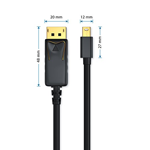CSL – 3m (Meter) Mini Displayport (miniDP) auf Displayport (DP) Kabel | Zertifiziert | 24K vergoldete Kontakte | PC & MAC / MAC, MacBook Pro, MacBookAir, Lenovo, uvm. - 2