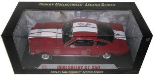 1966 Ford Shelby Mustang GT350 Red with White Stripes With Printed Carroll Shelby Signature On The Roof 1/18 by Shelby Collectibles SC154-1 by Shelby Collectibles