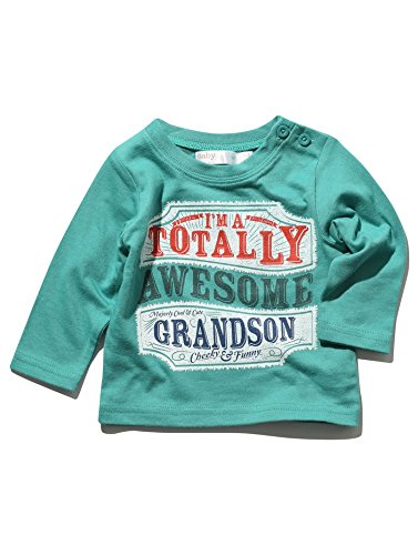 M&Co Baby Boy Totally Awesome Grandson Green Long Sleeve T-Shirt Green 0/3 Mnths