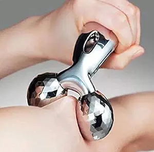 gs GREATERSCAP Body Massager/ 3D Manual Roller Massager/ 360 Rotate Roller Face Body Massager/ Skin Lifting/ Wrinkle Remover and Facial Massage/ Relaxation and Skin Tightening Tool/ Uni-Sex (Silver)