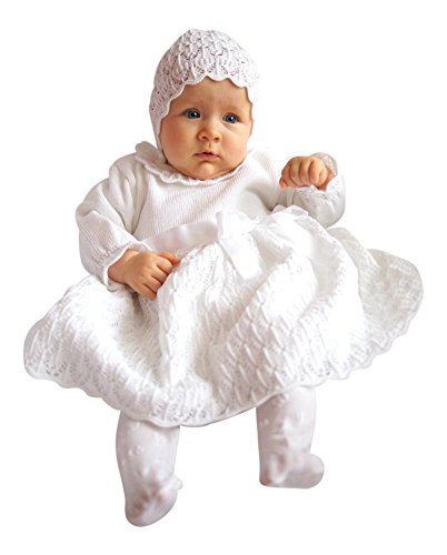 deine-Brautmode Taufkleid Strickkleid Festkleid Mädchen Babykleid Baby Taufe Gestricktes Kleid, Emilia 62 - 2