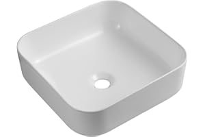 iBathUK Modern Square White Gloss Countertop Ceramic Wash Basin Sink