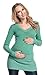 Happy Mama Women's Maternity Stretchy Knitted Tunic Jumper Pullover Sweater 907p (Green, 8/14)