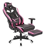 MORFAN Chaise de Jeu avec Fonction de Massage et de basculement Chair Chaise de Bureau d'ordinateur de Grande Taille avec Repose-Pieds (Rose)