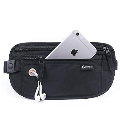 CashNox Ceinture de Voyage avec Technologue RFID - CashNoxPour Protegé et Cacher tous Vos Biens, Porte Billet Passeport pour Femme et Homme (001Noir)