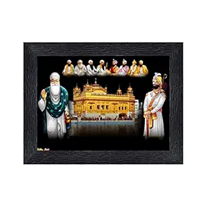 PnF Guru Nanak with dus (10) Guru Religious Wood Photo Frames with Acrylic Sheet (Glass) for Worship/Pooja(photoframe,Multicolour,8x6inch)-1107