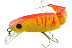 SUPVOX Señuelo De Pesca Articulado 3 Secciones Cebo Artificial Swimbait para Pesca De Lubina Y Trucha En Agua Dulce Y Salada con Ojos 3D Y Ganchos Triples