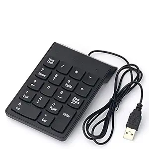 Tip&Top creation USB 2.0 Wired Mini Numeric Keypad Slim Number Pad 18 Keys for Laptop, Computer, Tablet Keyboard Pad Bank, Office, Shop Use (Black)