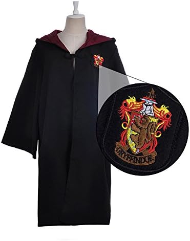 Gryffindor Costume Harry Potter Robe Unisex-Child Adult Cloak Magician / Wizard Red &amp; Black Robe Dress (M,red)