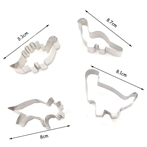 Edelstahl Dinosaurier Ausstecher Kuchen Plätzchen Ausstecherform set of 4 - 4