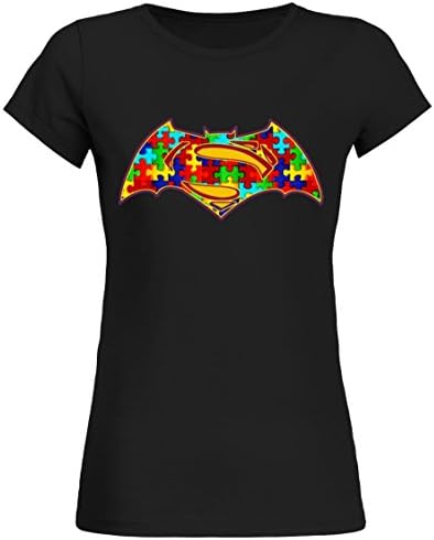 teezily Batman Superman Autism Women T-Shirt