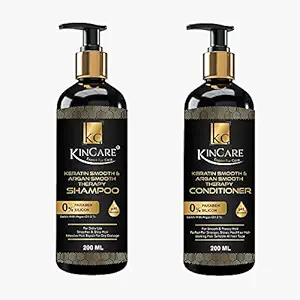 Kincare Keratin Smooth & Argan Smooth Therapy Shampoo-Conditioner Combo Pack of 2