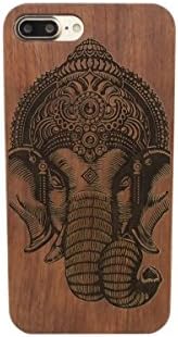 Iphone 7 Plus Case,CARYYCY Unique Natural Hardmade Wood Protective Cases With PC Shockproof Protective Wooden Cover Cases for Apple iPhone 7 5.5 inch (Elephant)