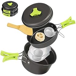 Ballery Batterie de Cuisine Camping, Sets de Camping en Aluminium, Ustensiles de Cuisine pour 1-2 Personnes Ustensiles de Cuisine pour Camping, Pique-Nique, Pédestre, Excursion