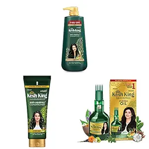 Kesh King Ayurvedic Anti Hairfall Hair oil, 300ml with Kesh King Anti Hair fall Shampoo, 600 ML with Kesh King Hair Conditioner 200 ML