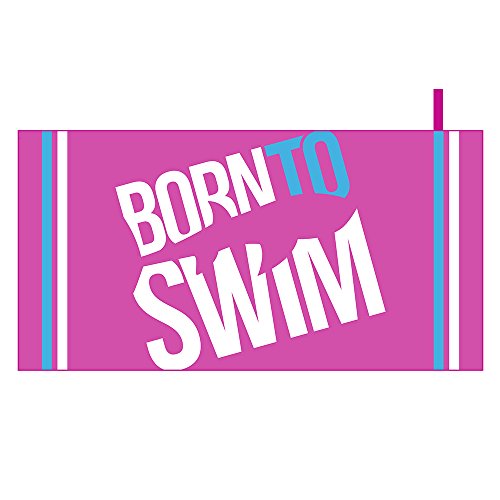 BOR NTO Swim Asciugamani in Microfibra Asciugamano Soft Swim Towel, Unisex, Mikrofaser Badetuch Handtuch, Rosa mit Born To Swim Logo, M