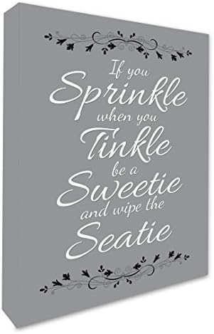 If You Sprinkle When You Tinkle....Bathroom Wall Art Picture Chalkboard Grey Wall Canvas Print (A2 (16x20) inch)