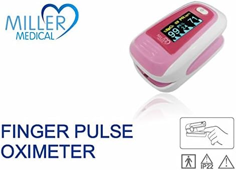 Adult/Child Fingertip Pulse Oximeter with OLED Screen / Sp02 / Pulse Rate / Perfusion Index supplied with batteries and laynard (Pink/White)